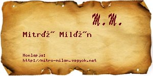 Mitró Milán névjegykártya