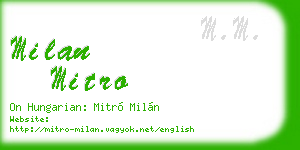 milan mitro business card